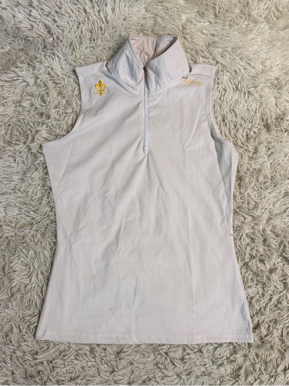 Women’s Medium White Clovis Short Sleeve Horseback Riding Sunshirt. Good Cond.